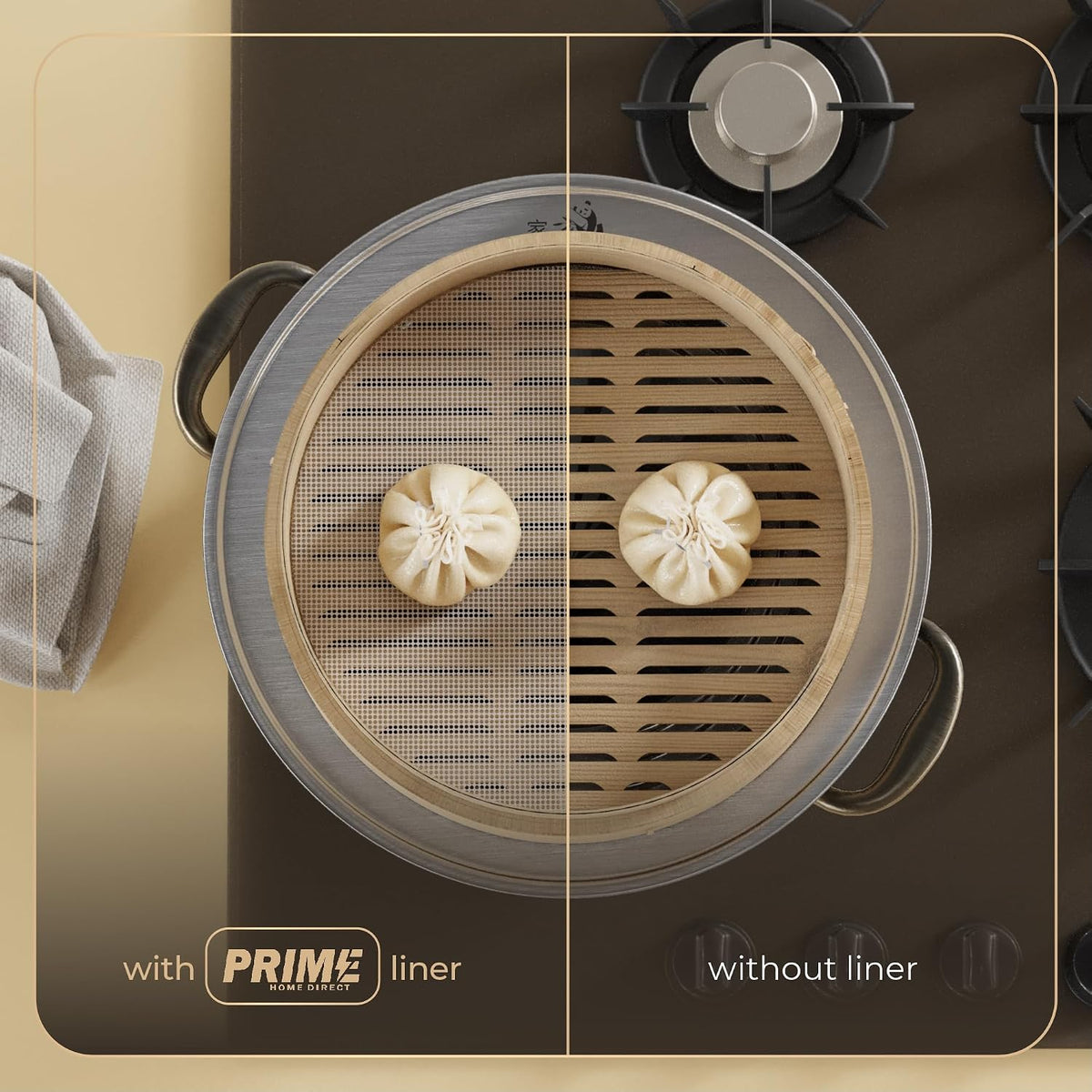 Prime Home Direct Bamboo Steamer Silicone Liners 12-Inch | 6 Count | BPA Free | Reusable & Non Stick for Air Fryer, Dumpling Food Steam Pot & Dim Sum Steaming | Round Mesh Parchment Baking Sheet Paper