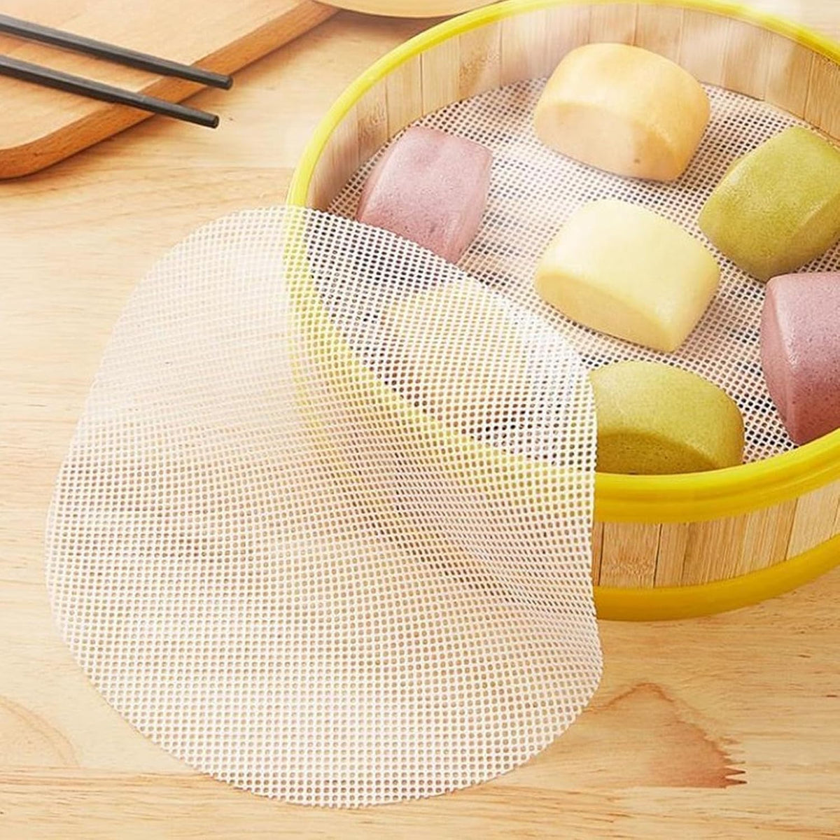 Silicone Steamed Liners Round 9.4 Inch | Reusable Non Stick Steamed Mat for Buns/Dumplings/Dim Sum | High Temp 500°F Rated Silicone Steamer Mat for Baking Pastry