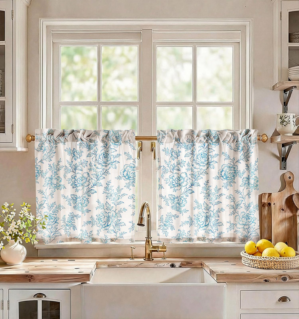 Miss Adola 36 Inch Length Kitchen Tier Curtains, Vintage Floral