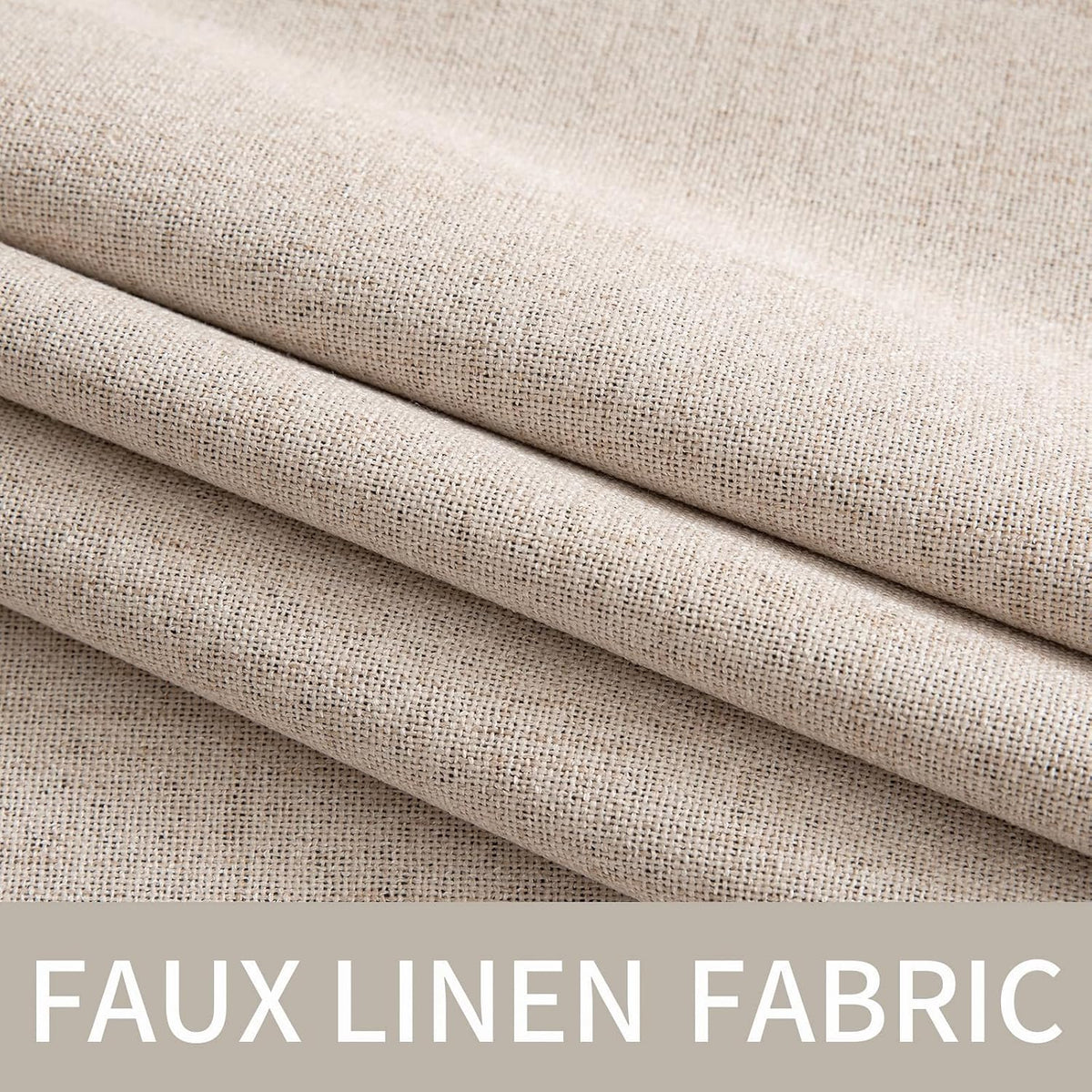 MIULEE 100% Blackout Linen Curtains for Bedroom 52x54 Inches Natural Beige