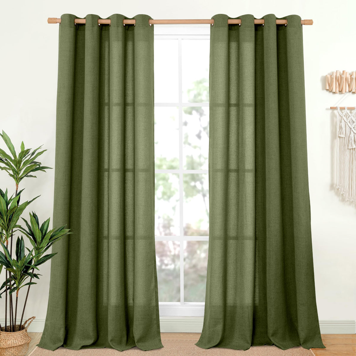 YoungsTex Linen Kitchen Window Curtains 40 Inch Length 2 Panels