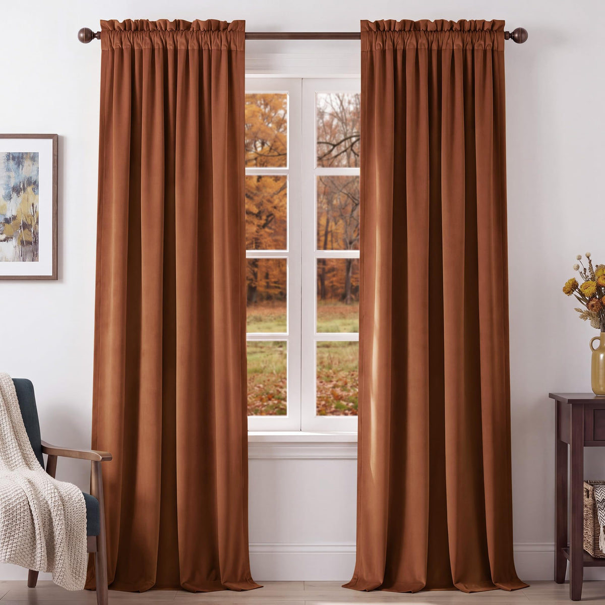 NICETOWN Black Out Velvet Curtains 63 inches Long for Kitchen