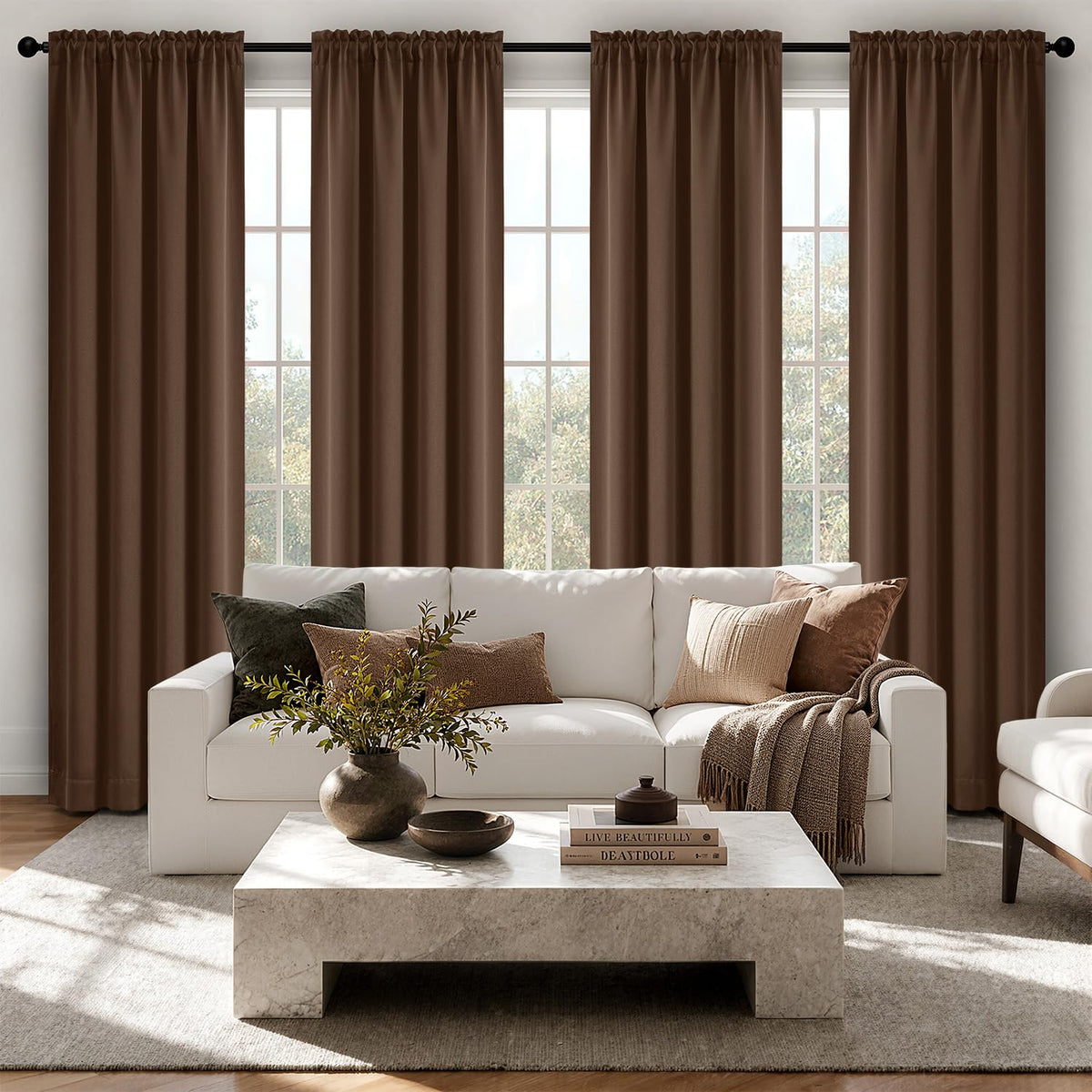 MIULEE Short 36 Inch Blackout Kitchen Window Curtain Black Set of 4 Panels