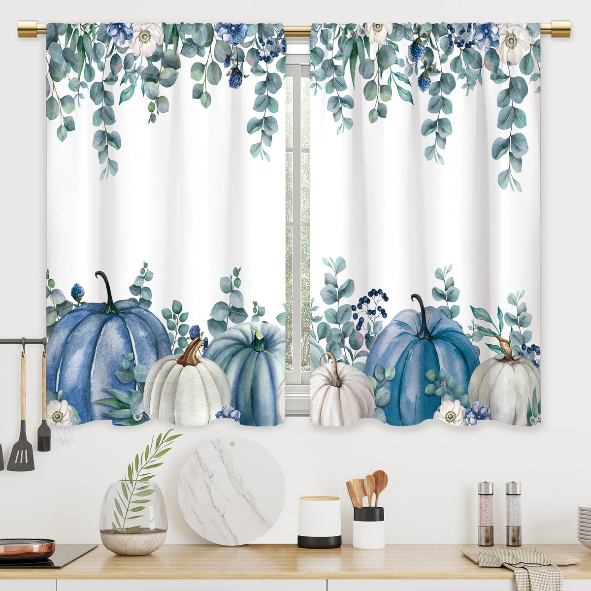 Farmhouse Rooster Kitchen Curtains Rustic Country Bathroom Curtains Window Treatment Drapes Tier Sunflower Vintage Cafe Small Bedroom Short French Door Curtains 2 Panels 27.5x39 Inch