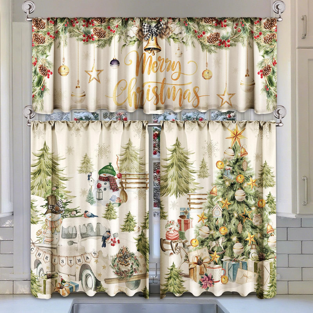 Breling 3 Pcs Sunflower Highland Cow Kitchen Curtains Valances and Tiers Set for Windows Spring Farmhouse Highland Cow Sunflower Curtains Decor for Summer Bedroom Window Decor Party Favor Supplies