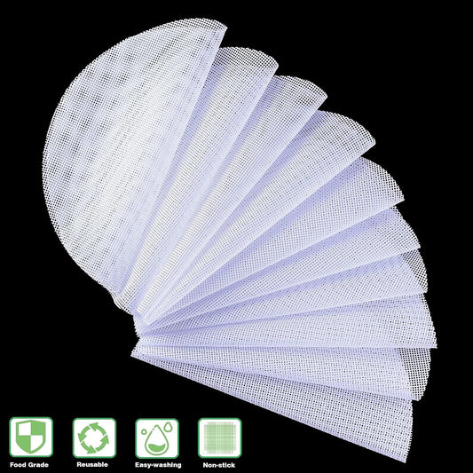 10Pcs Round Silicone Steamer Liners,11inch Non-stick Silicone Steamer Mesh Mat,Reusable Bamboo Steamer Liner Pad Dim Sum Mesh for Home Kitchen Cooking (10, 11 x 11 inch)