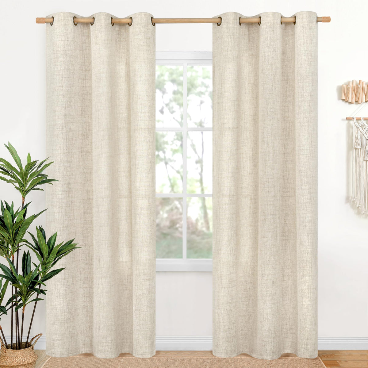 YoungsTex Linen Kitchen Window Curtains 40 Inch Length 2 Panels