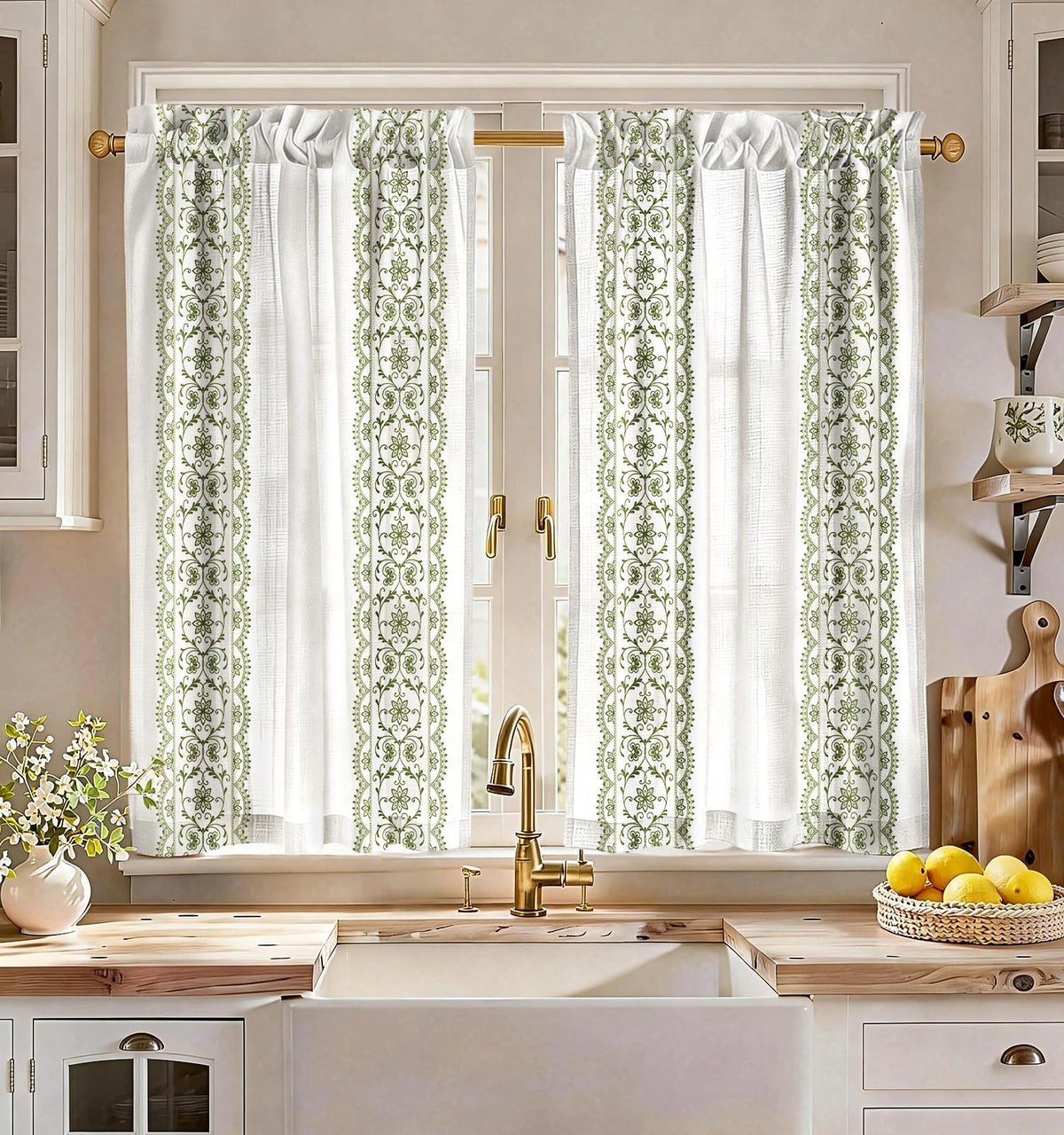 Miss Adola Boho Kitchen Tier Curtains, 36 Inch Length, Vintage Patchwork