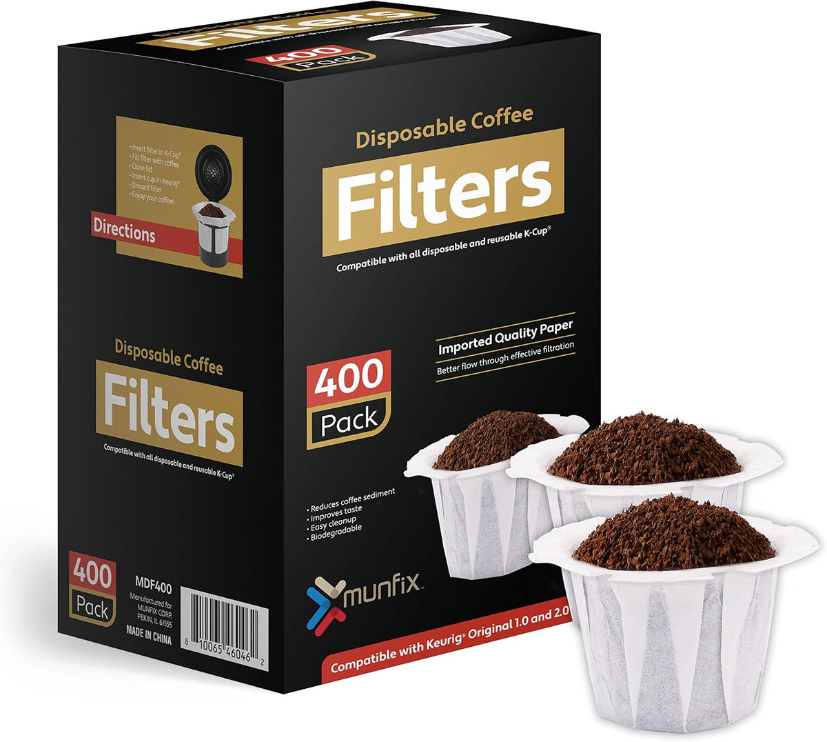 Coffee Filters 400 Pack, K-Cup Filters, Disposable for Keurig 1.0/2.0