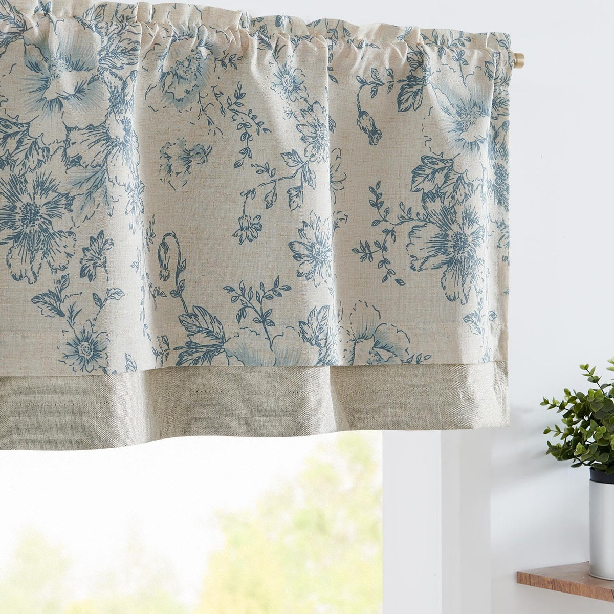 jinchan Floral Linen Kitchen Valance Curtain, 50x18, 1 Panel, Green