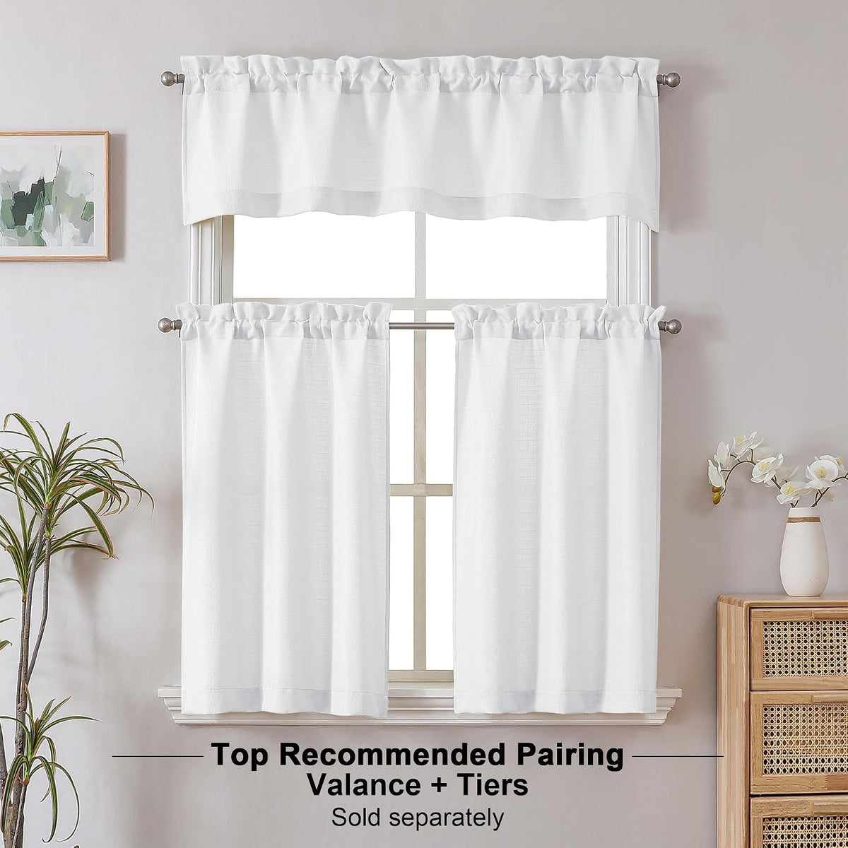Chyhomenyc 2 Panels White Kitchen Curtains 36 Inch Length Tier Curtain