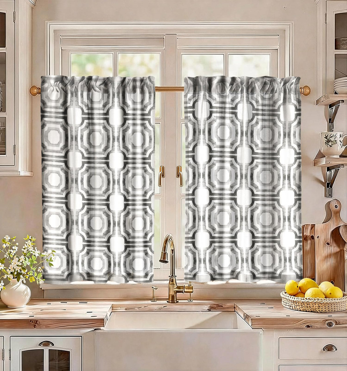 Miss Adola 36 Inch Length Kitchen Tier Curtains, Vintage Floral