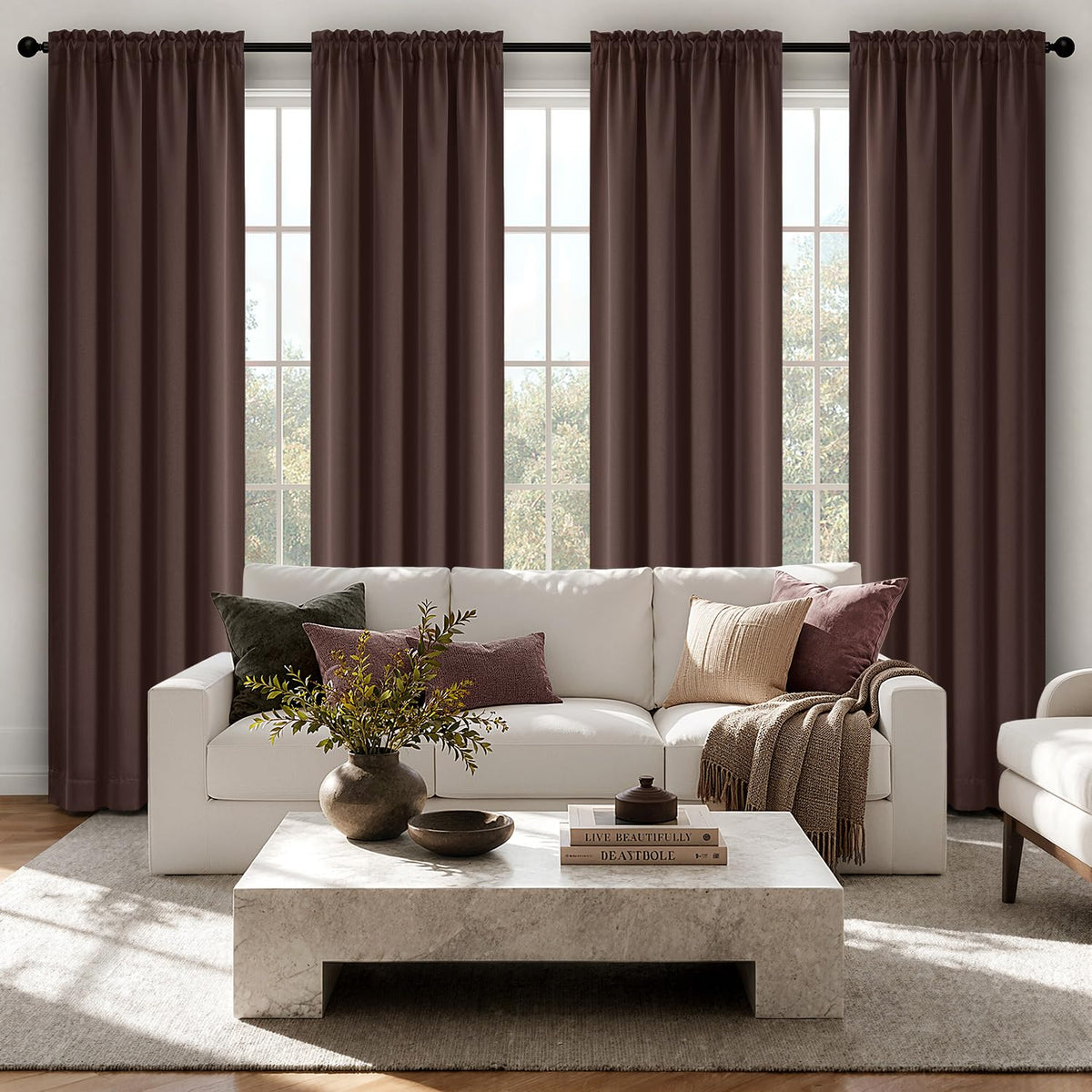 MIULEE Short 36 Inch Blackout Kitchen Window Curtain Black Set of 4 Panels