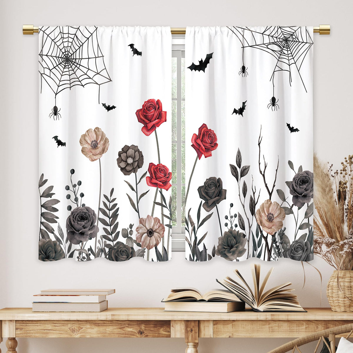 Farmhouse Rooster Kitchen Curtains Rustic Country Bathroom Curtains Window Treatment Drapes Tier Sunflower Vintage Cafe Small Bedroom Short French Door Curtains 2 Panels 27.5x39 Inch