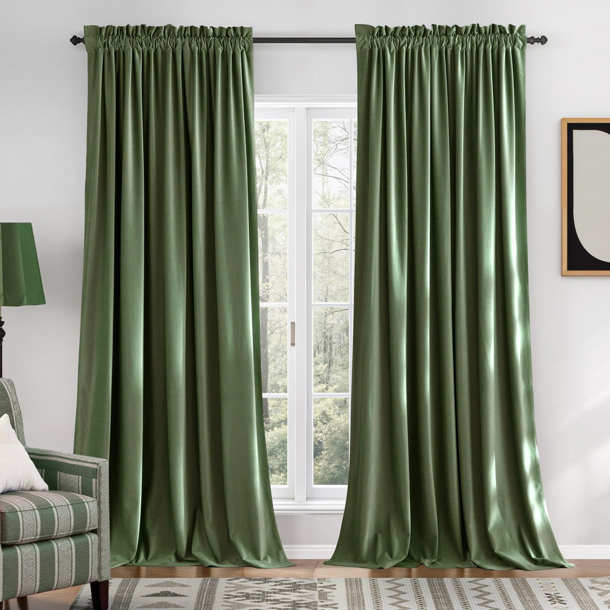 NICETOWN Black Out Velvet Curtains 63 inches Long for Kitchen