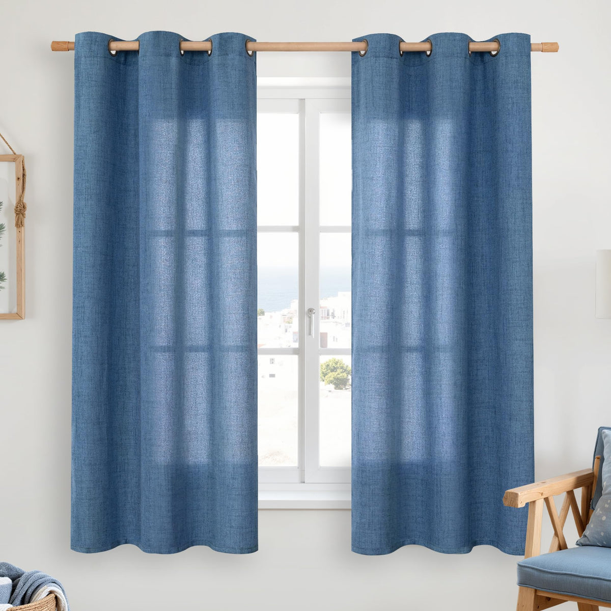 YoungsTex Linen Kitchen Window Curtains 40 Inch Length 2 Panels