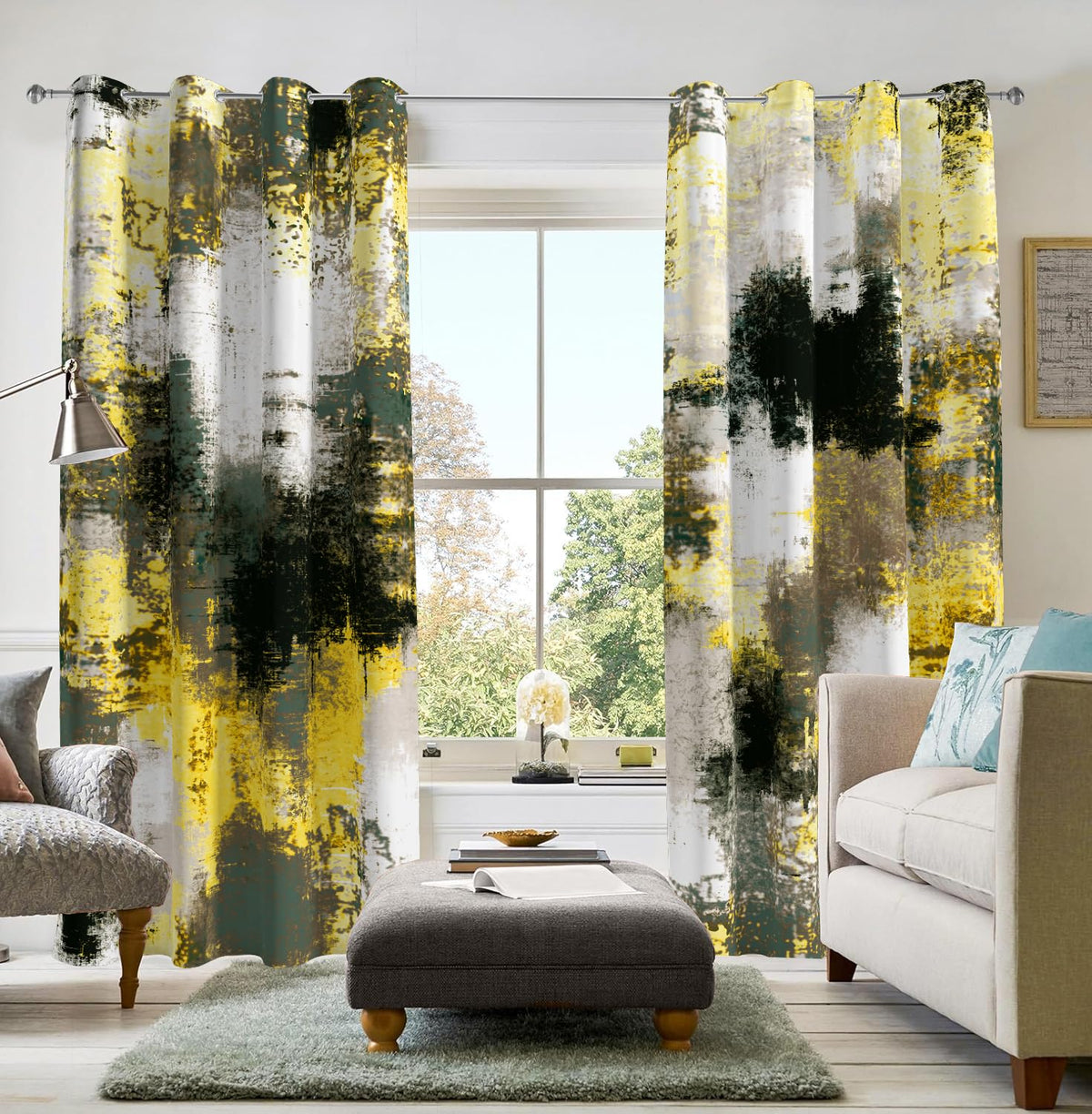 Asuexpect Burnt Orange Abstract Curtains for Kitchen, 26W x 36L, 2 Panels