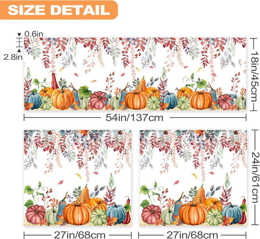 FUTBU Fall Kitchen Curtains for Windows-Fall Decorations Leaves Pumpkin Valances-Autumn Leaf Curtains and Valances Set Decor for Cafe Living Room 27''x24'' 2 Panel & 54x18 Inch Tier Set Thanksgiving