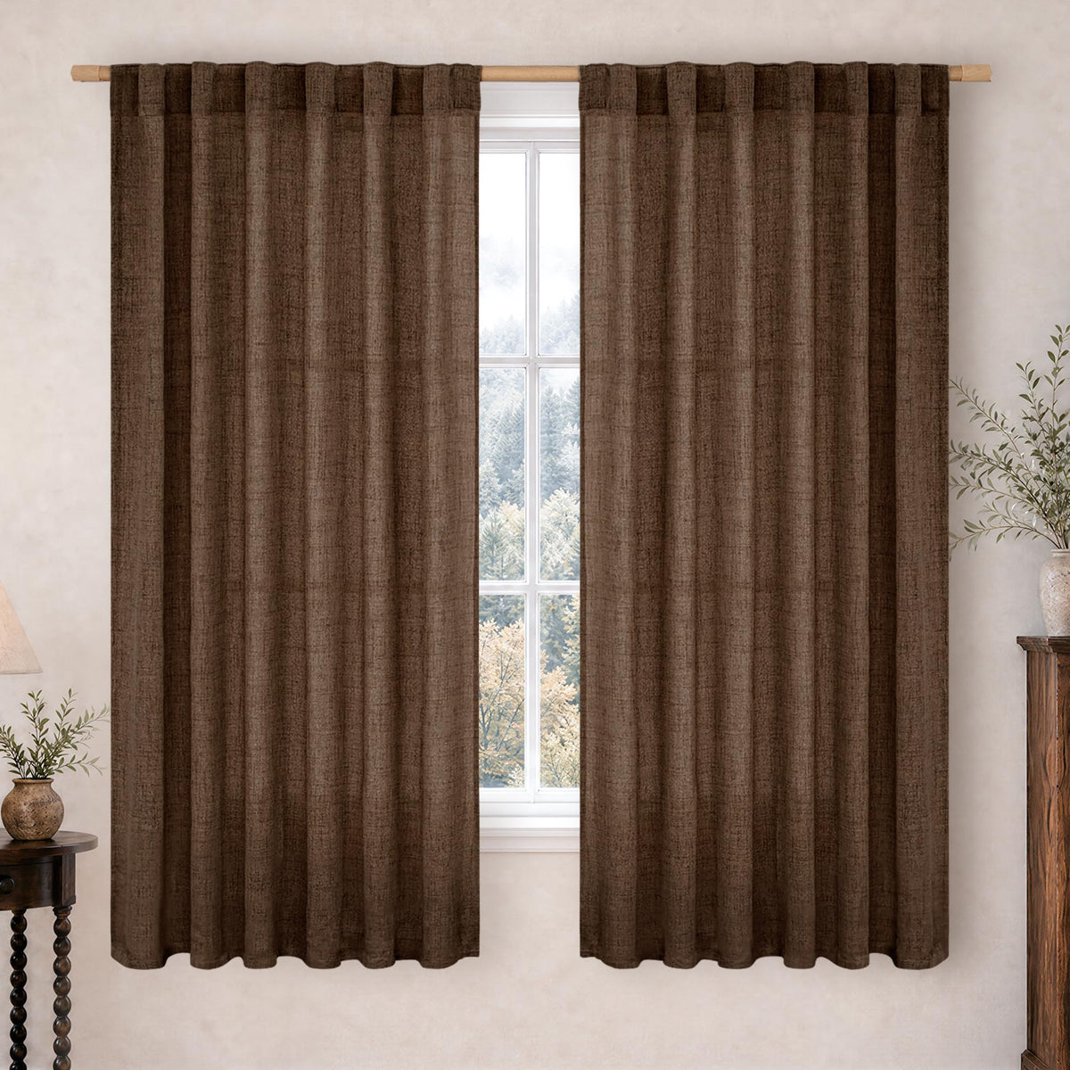 BGment White Linen Kitchen Curtains 40 Inch Length for Short Window