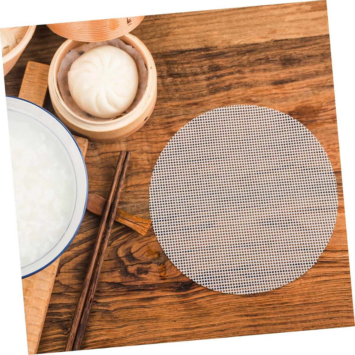 LABRIMP 10pcs Food-grade Silicone Steamer Mats Reusable Round Dumpling Pads for Steamed Buns for Dim Sum and Steaming Tub Use