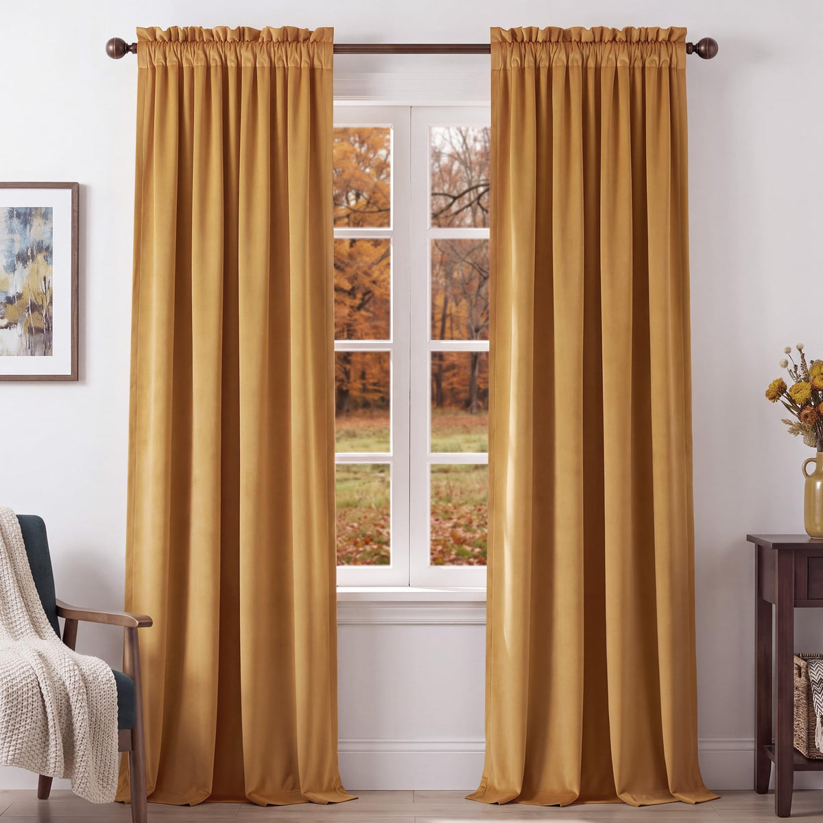 NICETOWN Black Out Velvet Curtains 63 inches Long for Kitchen