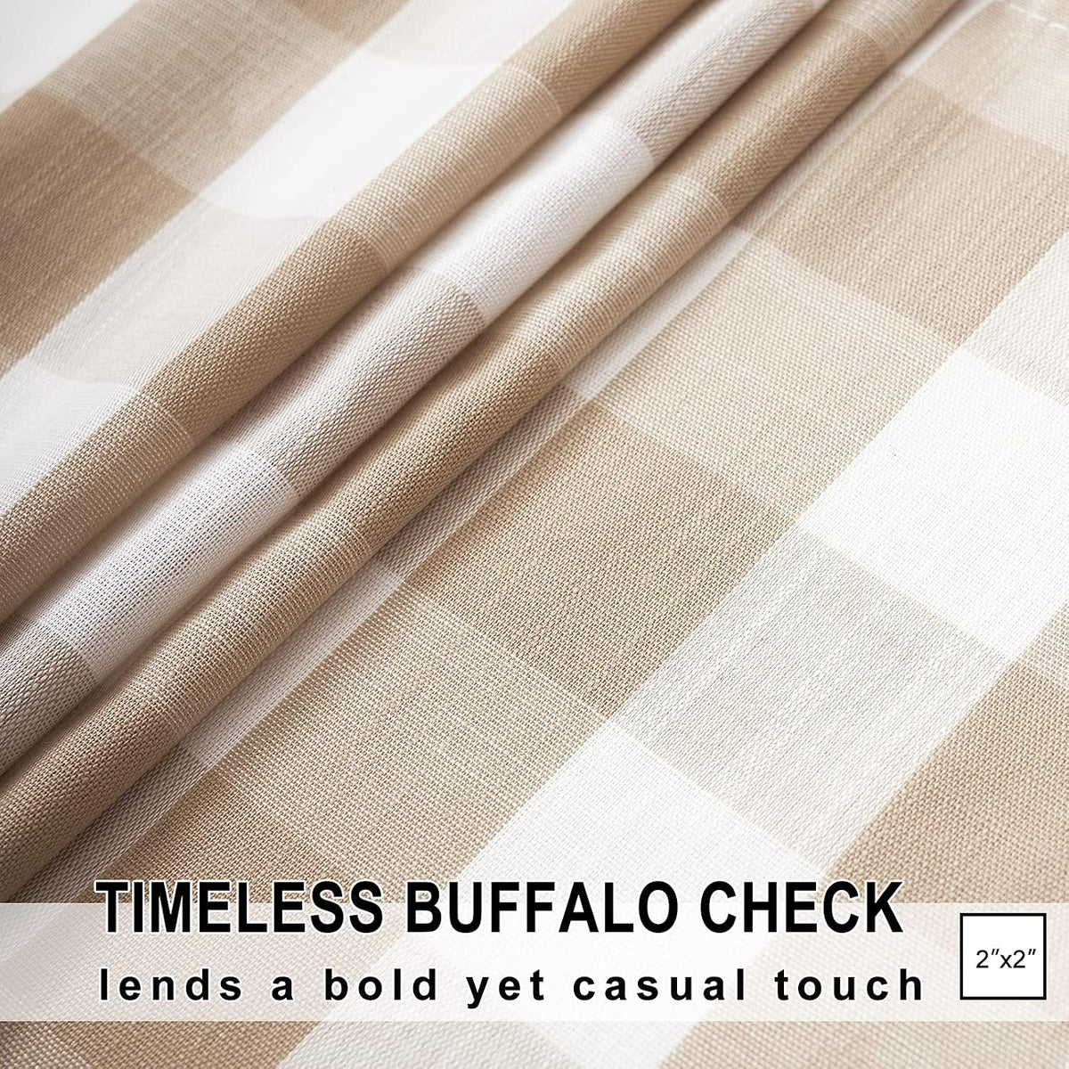 Taupe White Check Kitchen Tier Curtains for Basement Laundry 27x36 2pcs