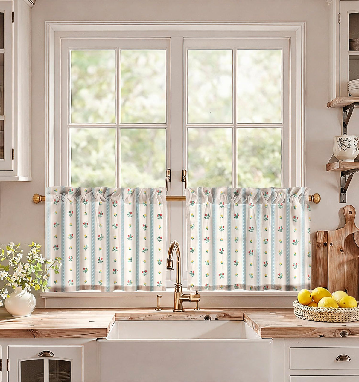 Miss Adola 36 Inch Length Kitchen Tier Curtains, Vintage Floral