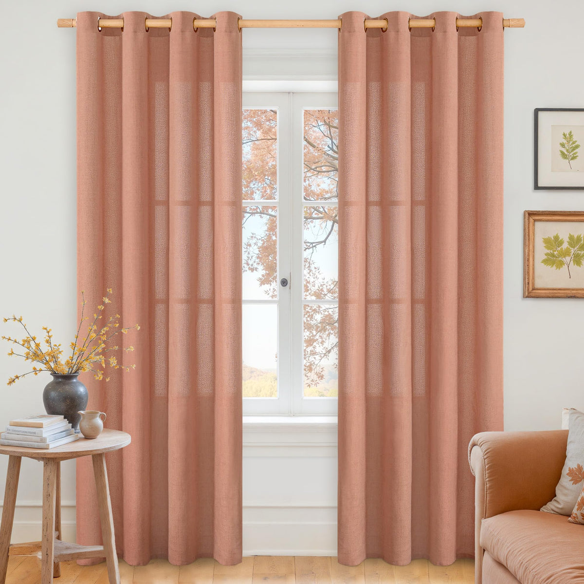 YoungsTex Linen Kitchen Window Curtains 40 Inch Length 2 Panels