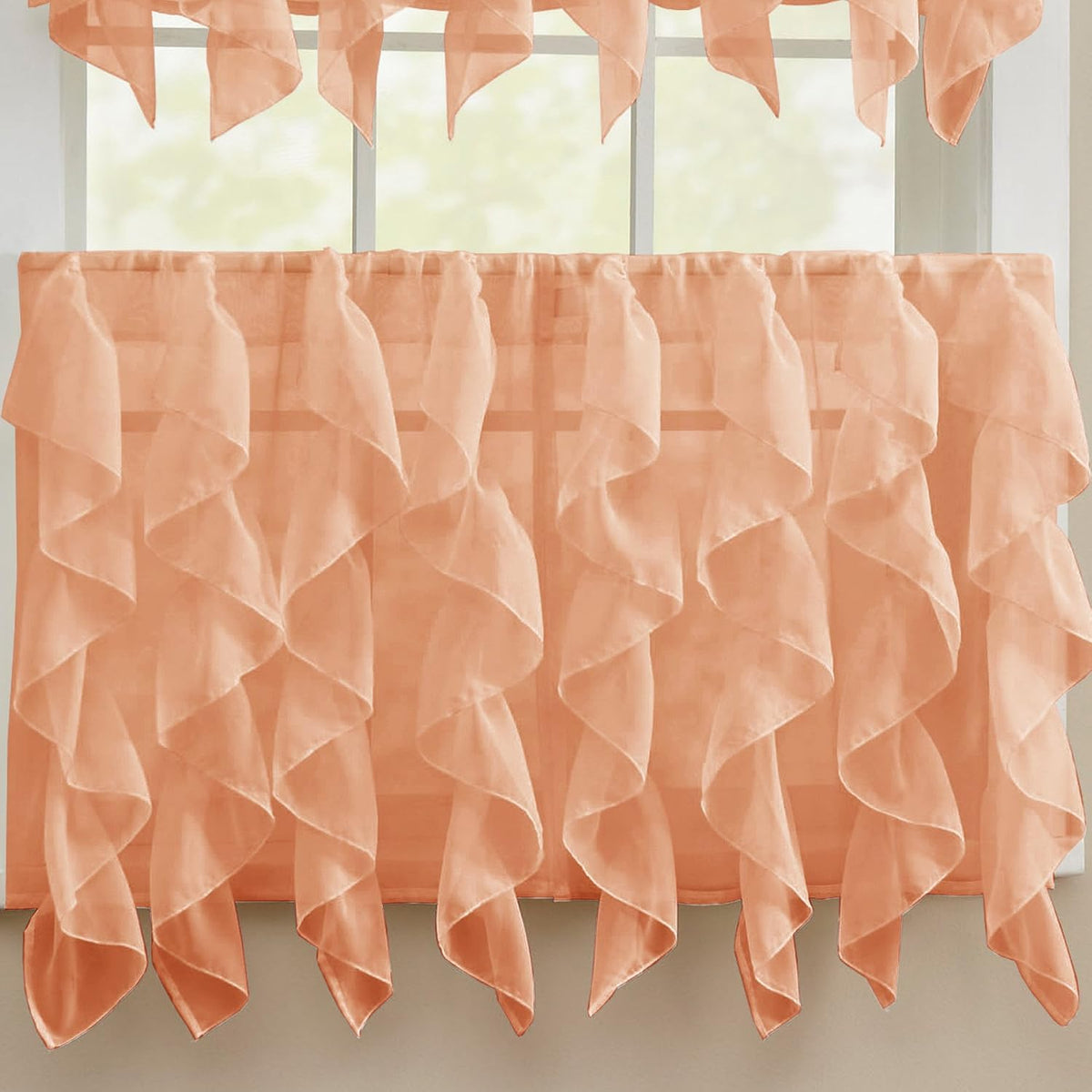 Sweet Home Collection Old World Style Floral Heavy Lace Kitchen Curtain Swag pair Hopewell Cream