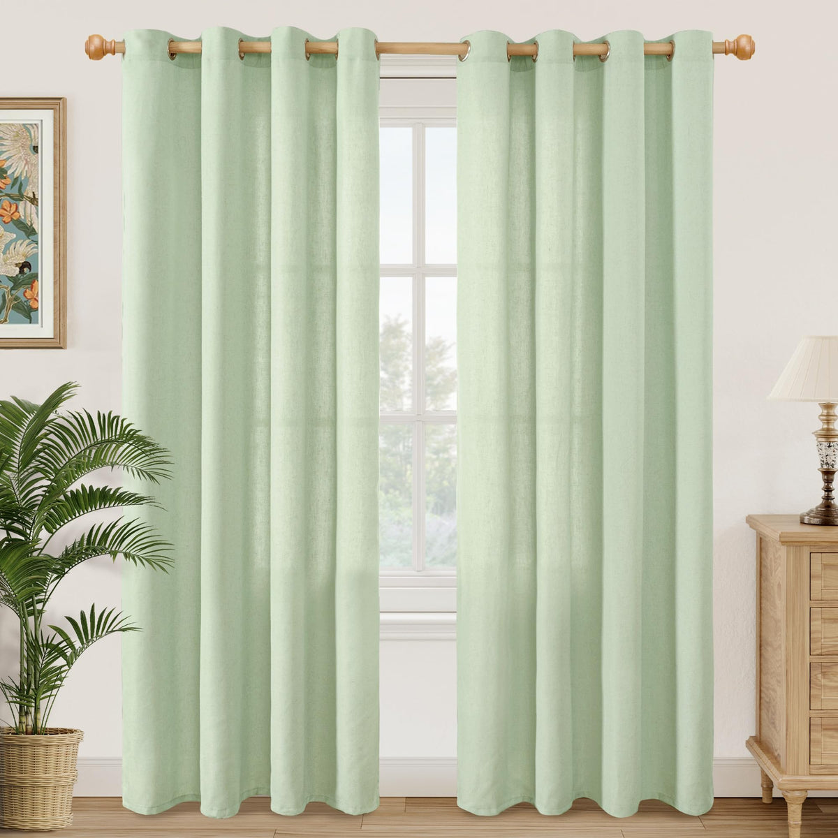 YoungsTex Linen Kitchen Window Curtains 40 Inch Length 2 Panels