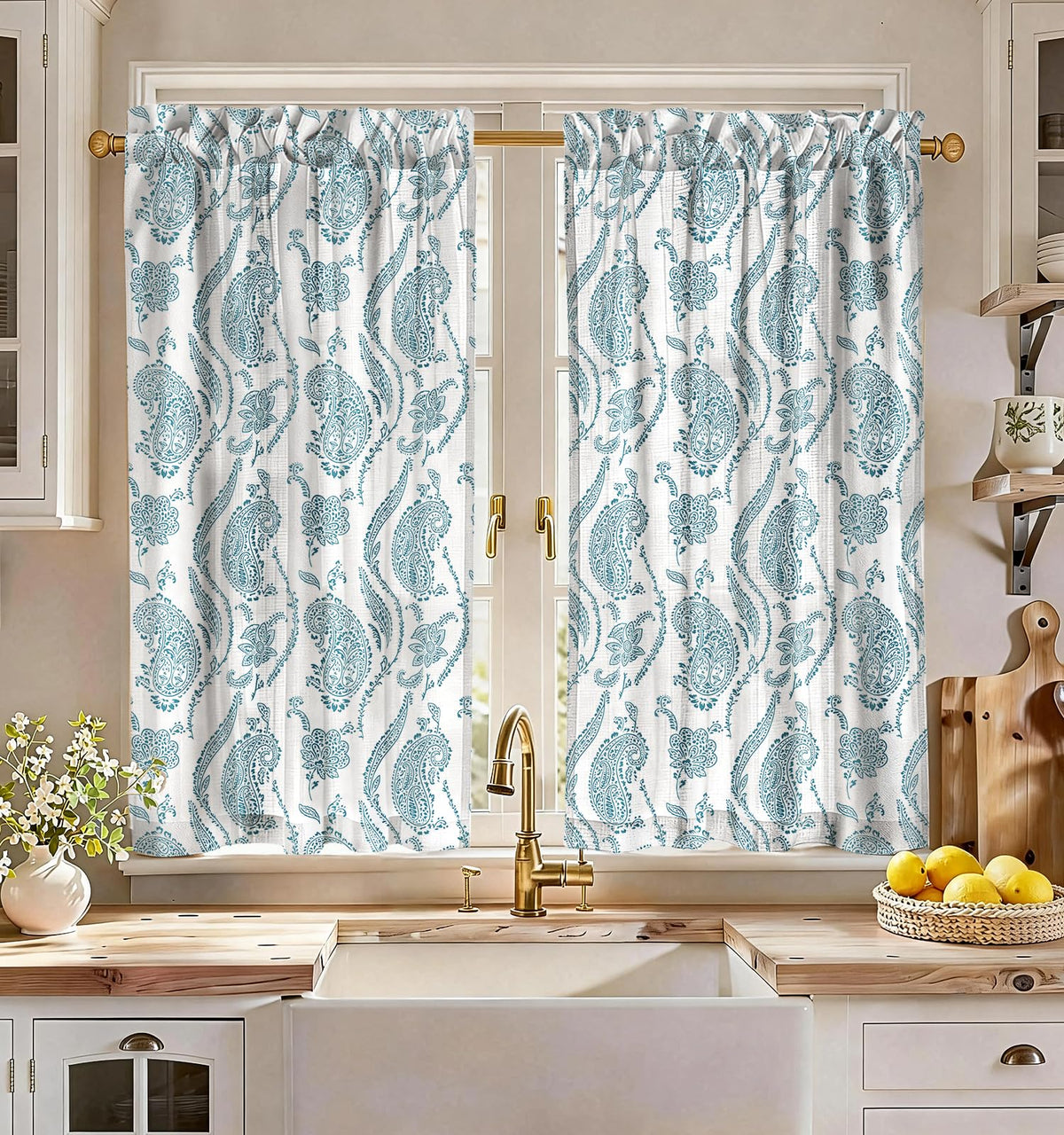 Miss Adola 36 Inch Length Kitchen Tier Curtains, Vintage Floral