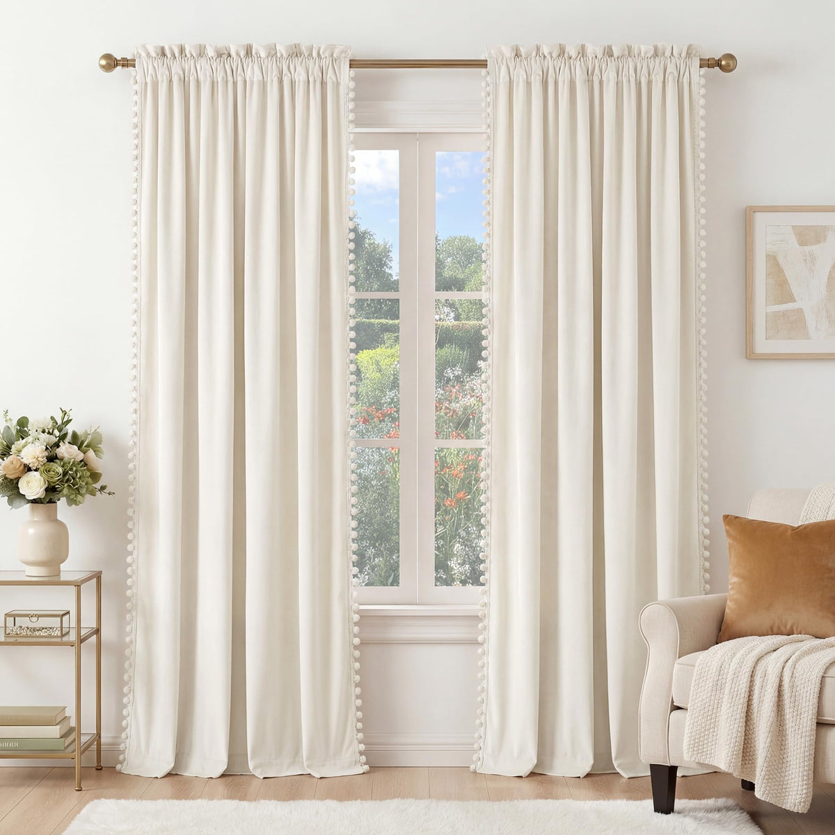 NICETOWN Black Out Velvet Curtains 63 inches Long for Kitchen