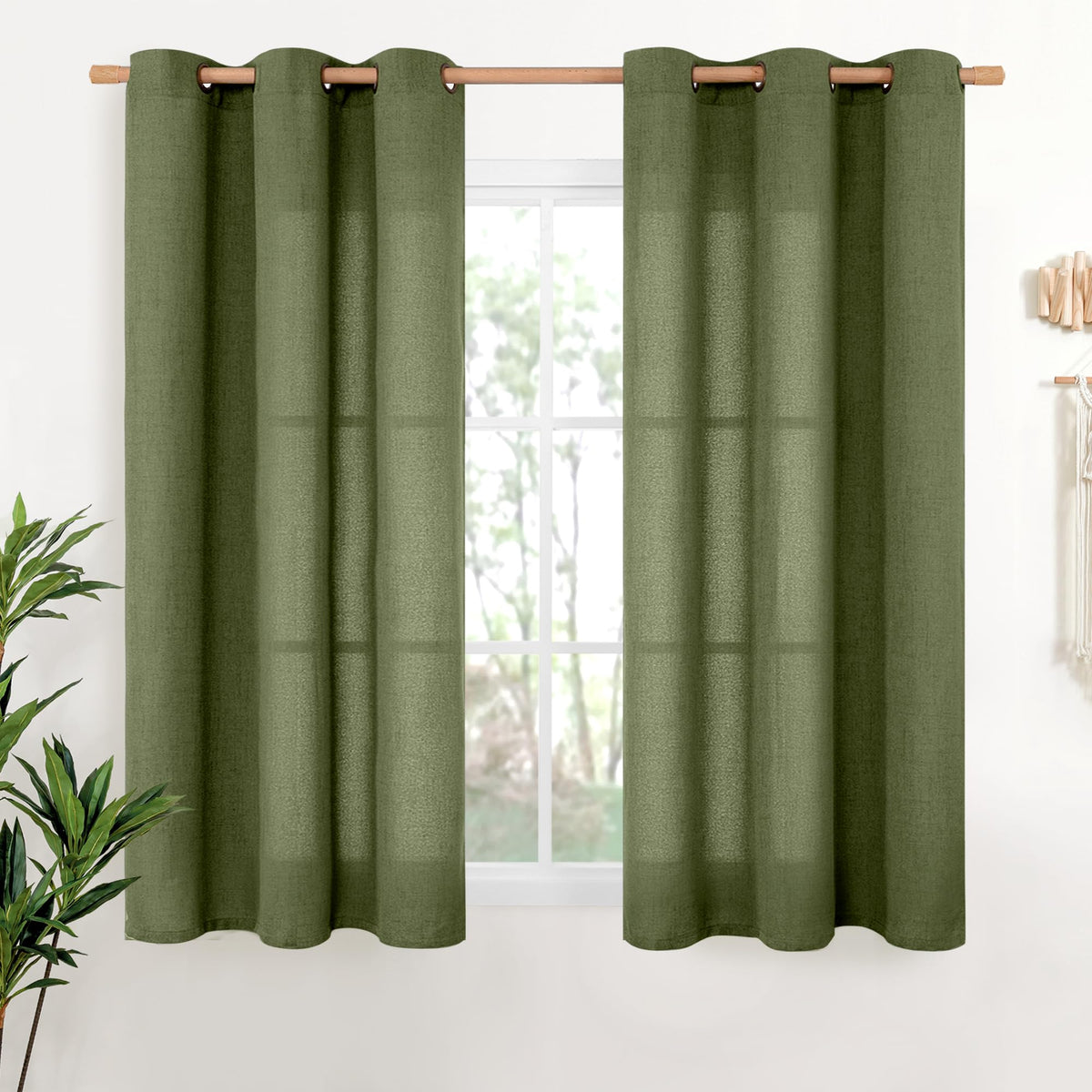 YoungsTex Linen Kitchen Window Curtains 40 Inch Length 2 Panels