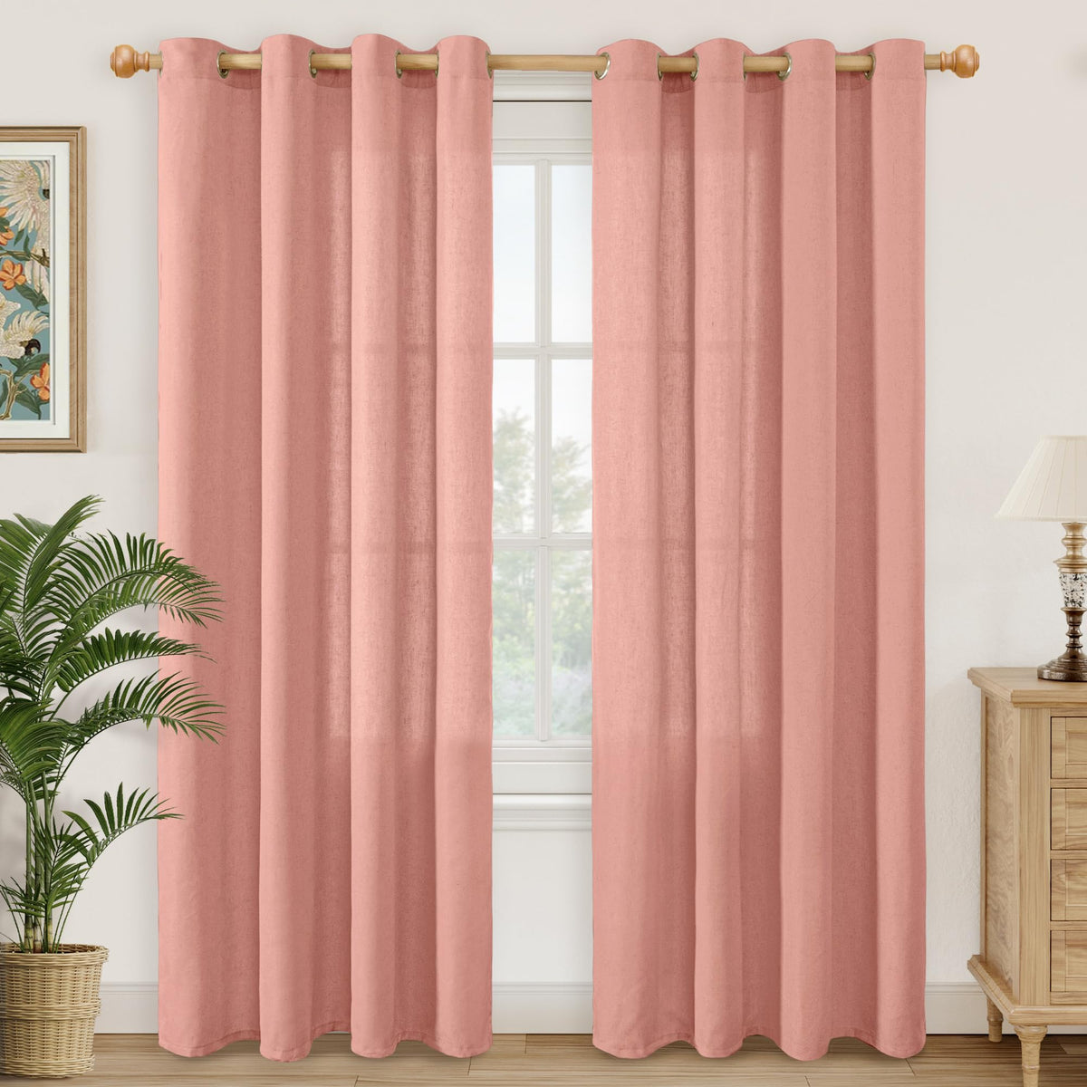 YoungsTex Linen Kitchen Window Curtains 40 Inch Length 2 Panels