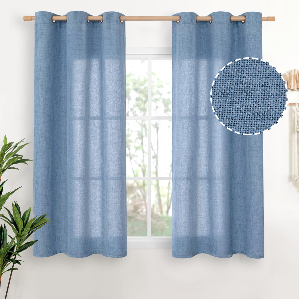 YoungsTex Linen Kitchen Window Curtains 40 Inch Length 2 Panels