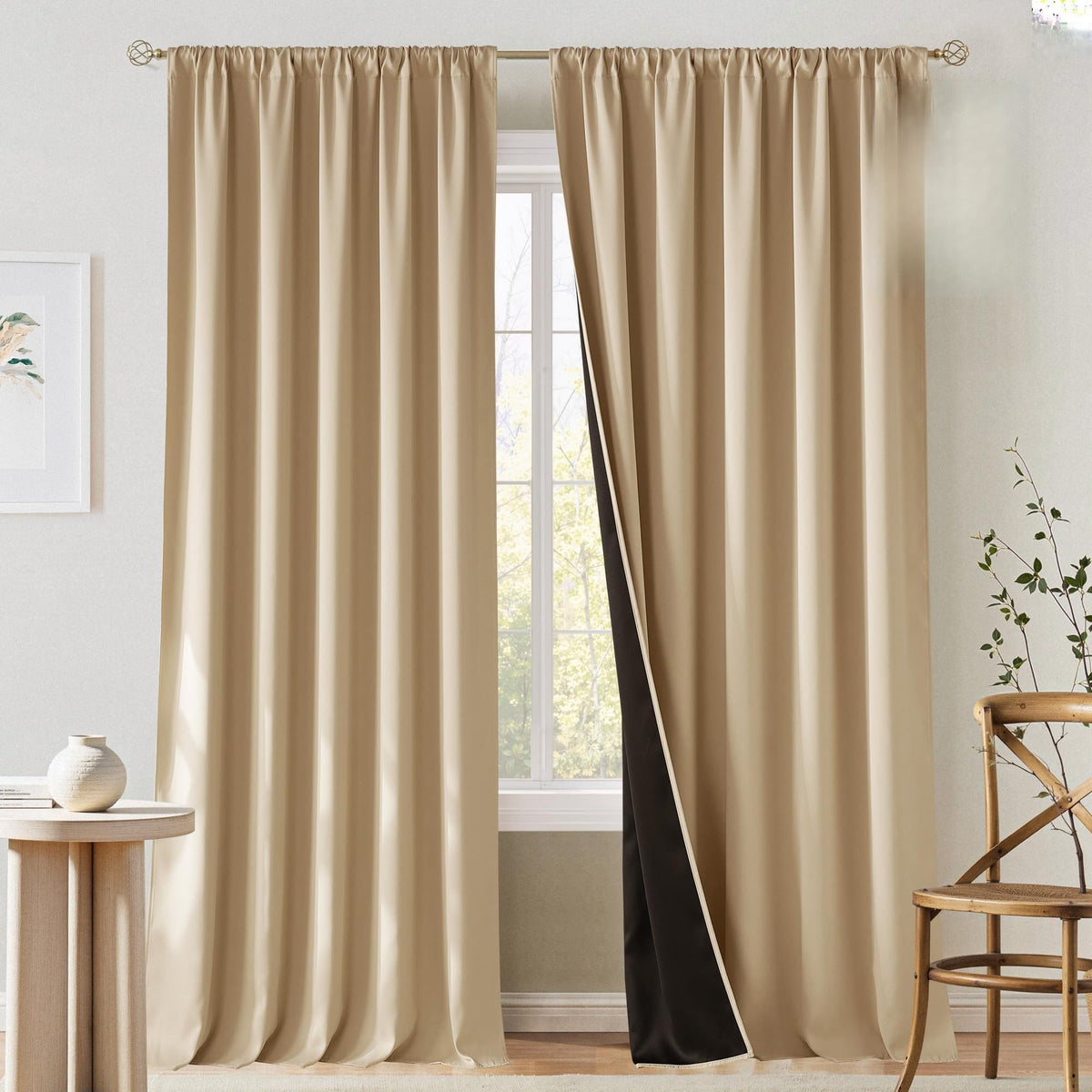 NICETOWN 100% Black Out Kitchen Curtains 36 Inch Length, W52xL36, 2 Panels