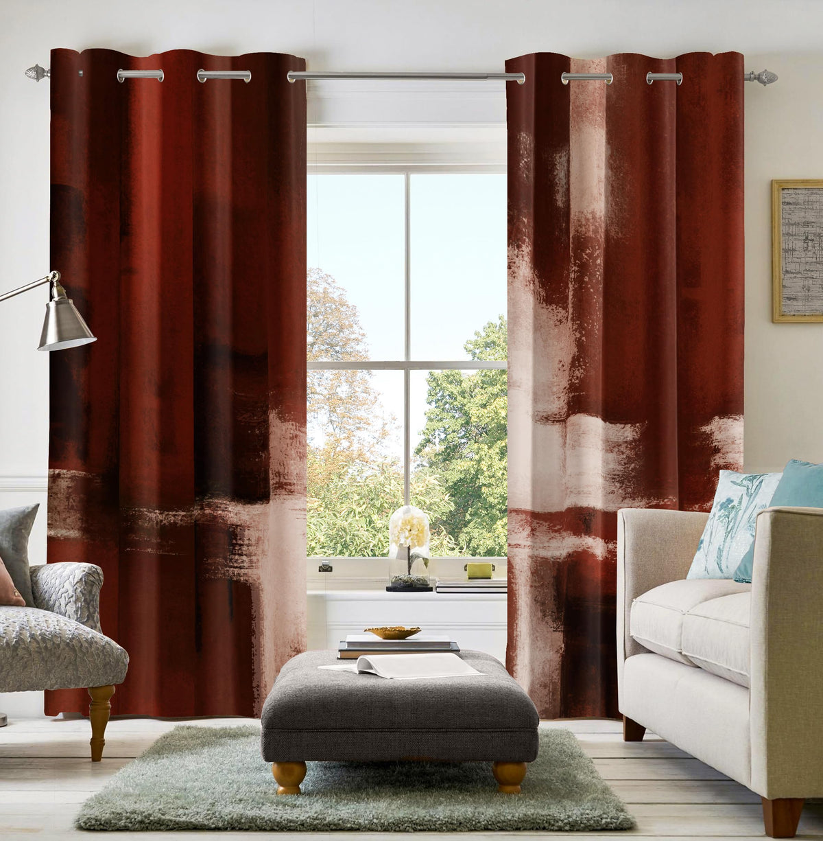 Asuexpect Burnt Orange Abstract Curtains for Kitchen, 26W x 36L, 2 Panels