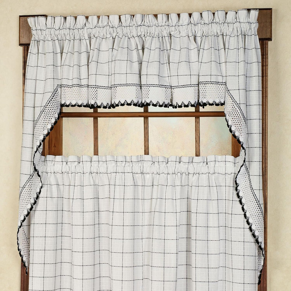 Sweet Home Collection Old World Style Floral Heavy Lace Kitchen Curtain Swag pair Hopewell Cream
