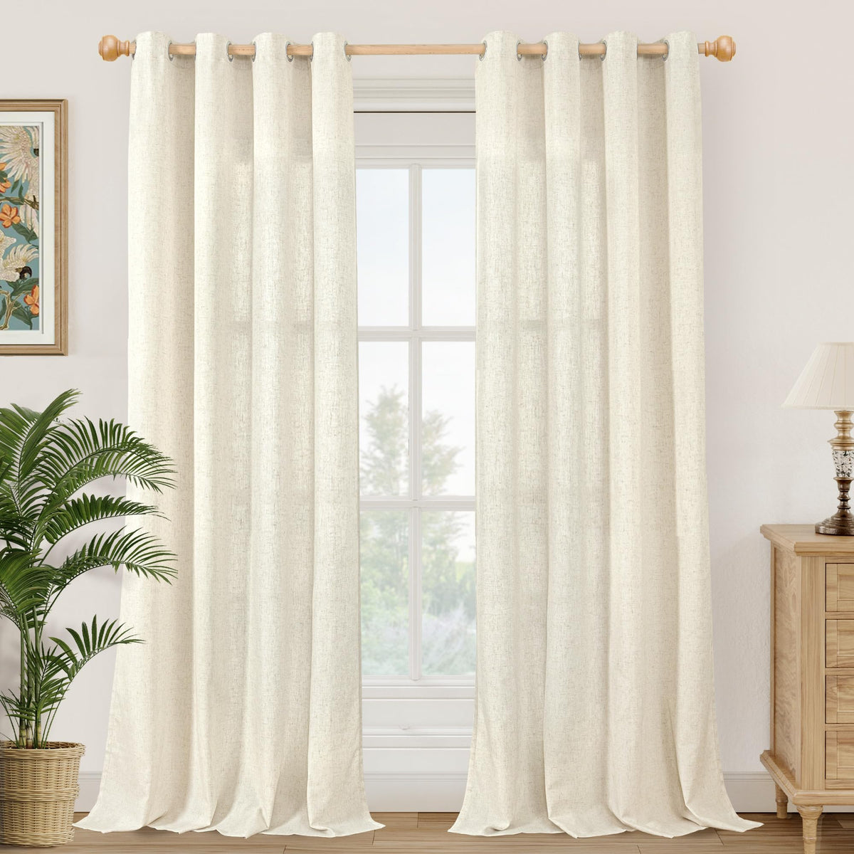 YoungsTex Linen Kitchen Window Curtains 40 Inch Length 2 Panels
