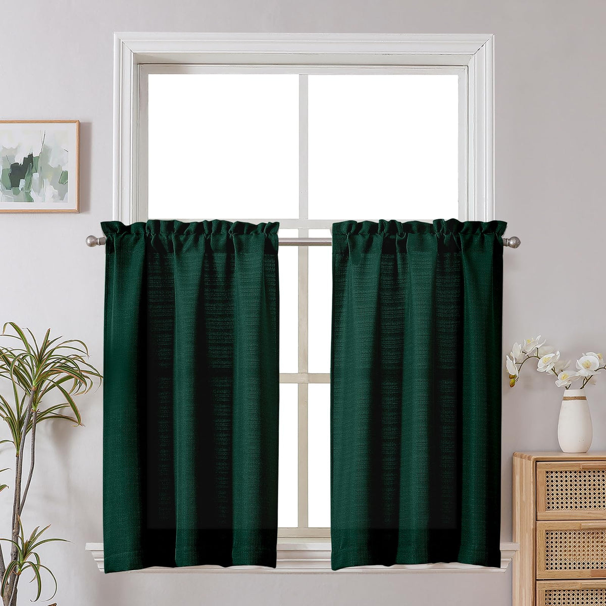 Chyhomenyc 2 Panels White Kitchen Curtains 36 Inch Length Tier Curtain