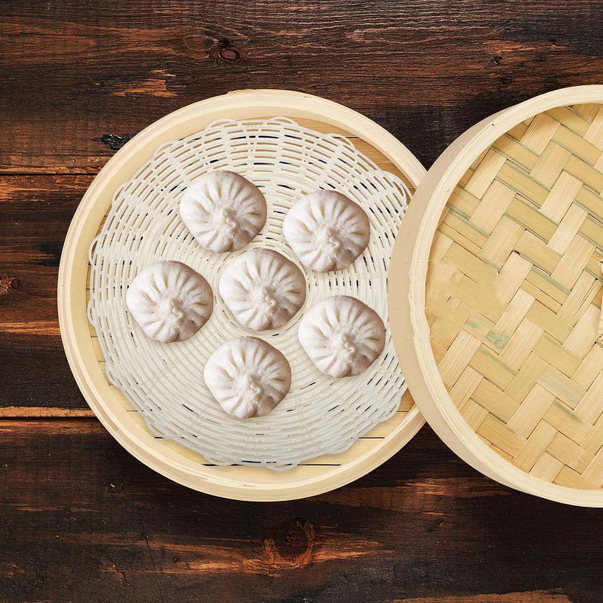 2pcs Woven Steamer Liner Mat Food Grade PP Non Stick Baking Pad