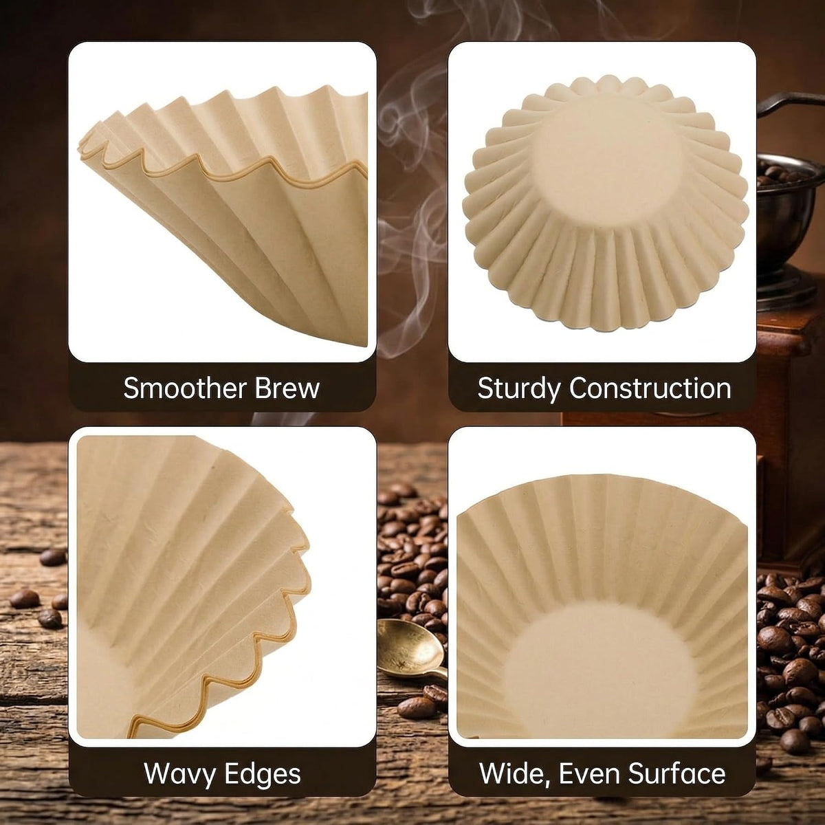 Unbleached Coffee Filters compatible with Breville,100 PCS Extra Large Basket, Upgrade Thickened Disposable Paper, Smooth Brew Extraction, Will Not Tear or Clog