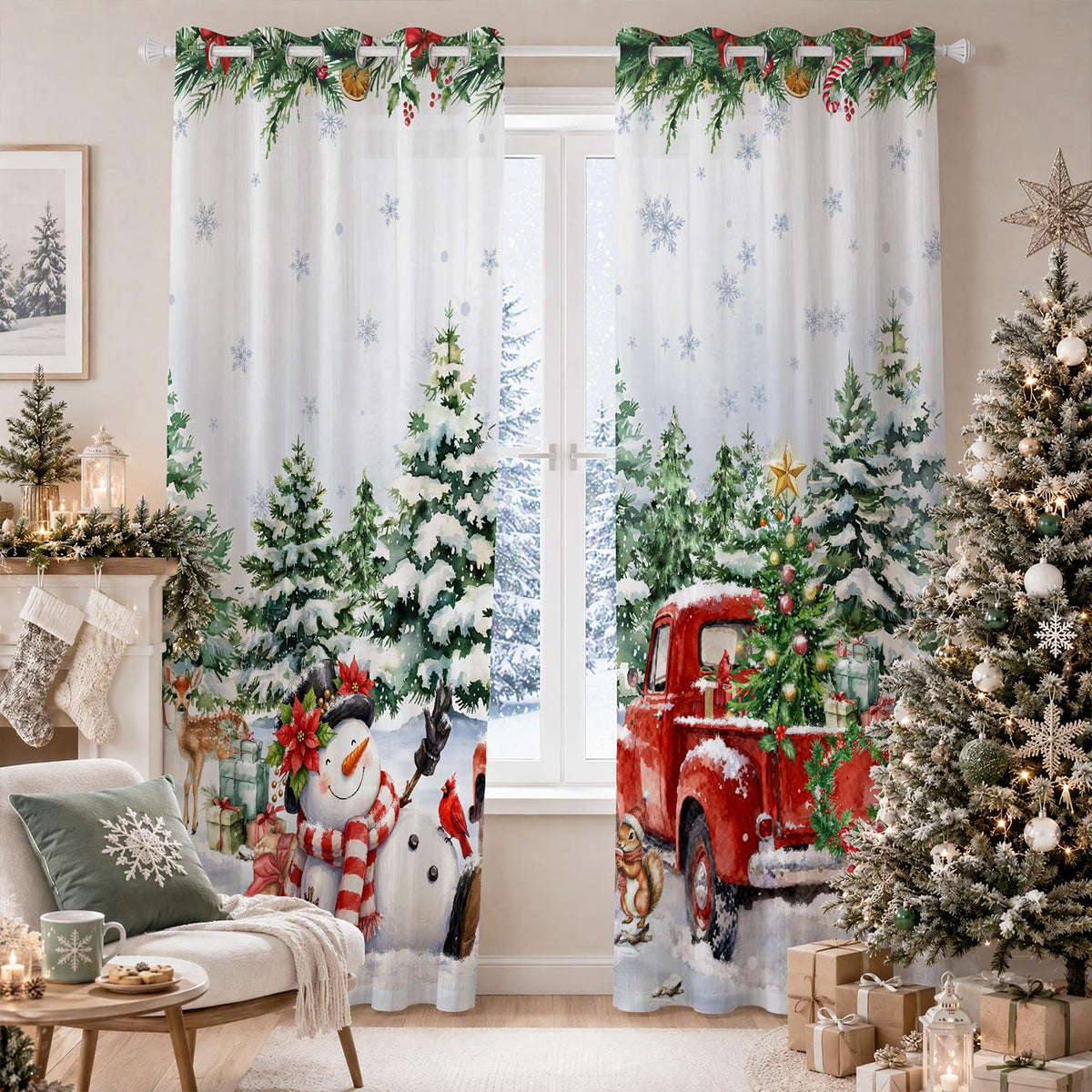FUTBU Fall Kitchen Curtains for Windows-Fall Decorations Leaves Pumpkin Valances-Autumn Leaf Curtains and Valances Set Decor for Cafe Living Room 27''x24'' 2 Panel & 54x18 Inch Tier Set Thanksgiving
