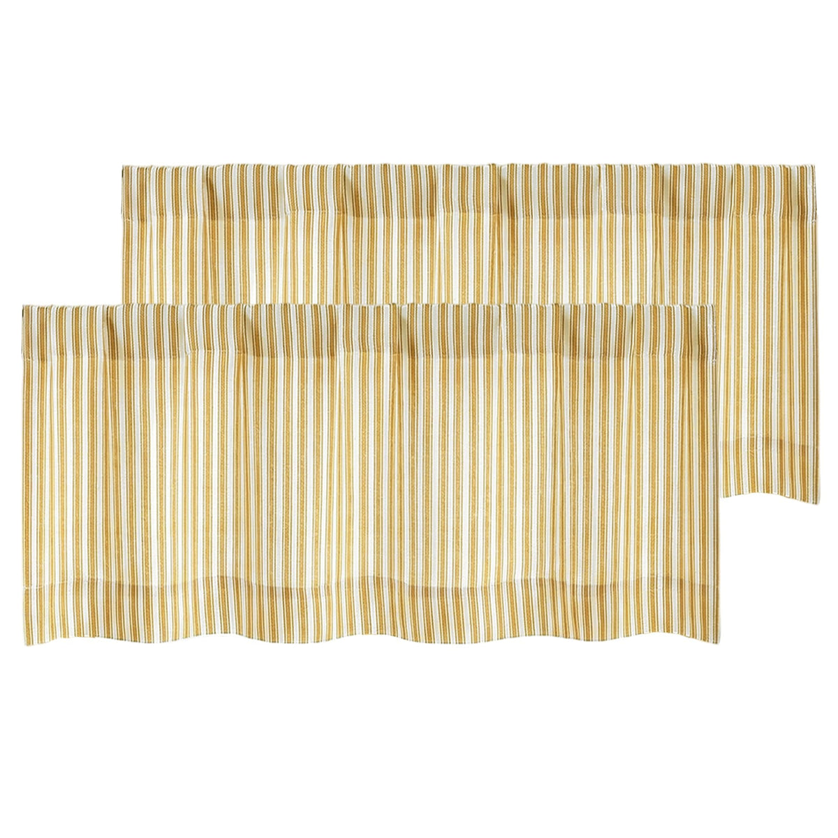 Chyhomenyc Striped Short Curtains 36 Inch Length - Light Filtering Faux Linen Living Room Tier Half Window Curtains, Farmhouse Modern Boho Curtain for Bathroom, 30Wx36L, 2 Pieces, Stone Blue