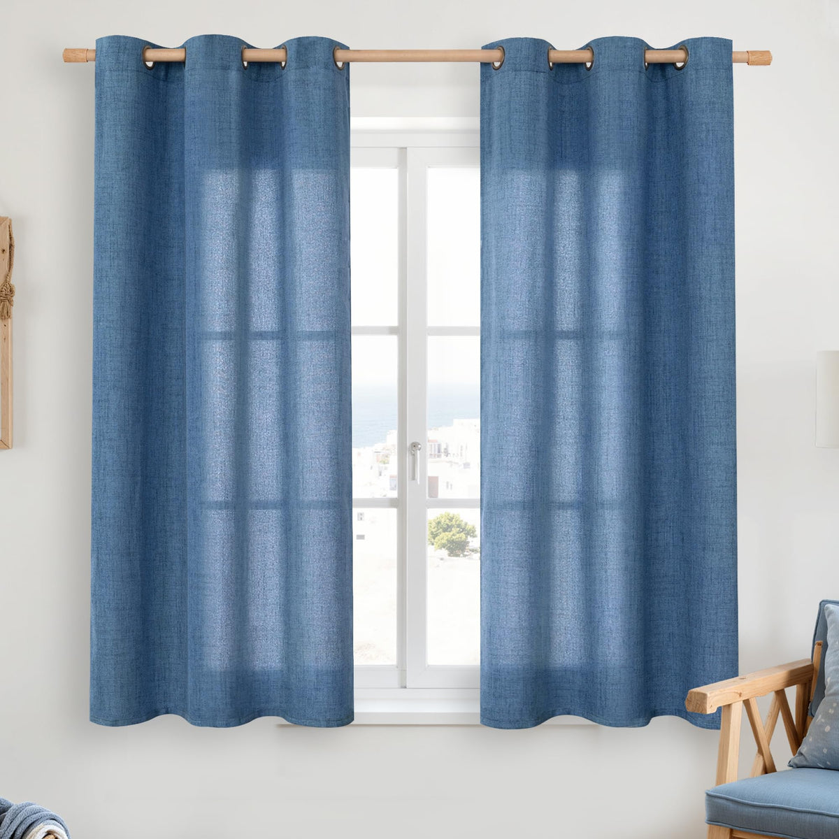 YoungsTex Linen Kitchen Window Curtains 40 Inch Length 2 Panels