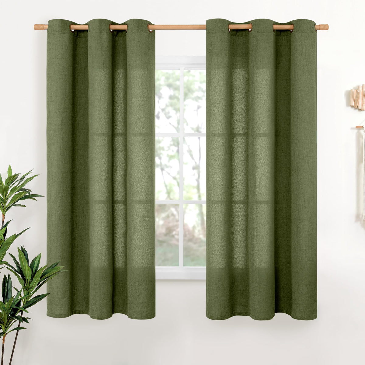 YoungsTex Linen Kitchen Window Curtains 40 Inch Length 2 Panels