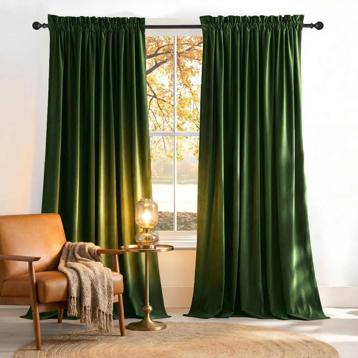 NICETOWN Black Out Velvet Curtains 63 inches Long for Kitchen