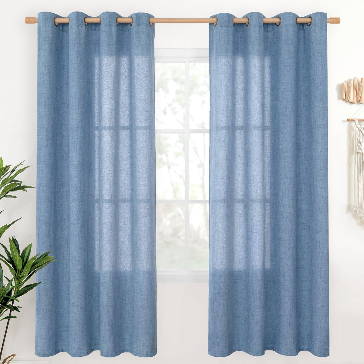 YoungsTex Linen Kitchen Window Curtains 40 Inch Length 2 Panels