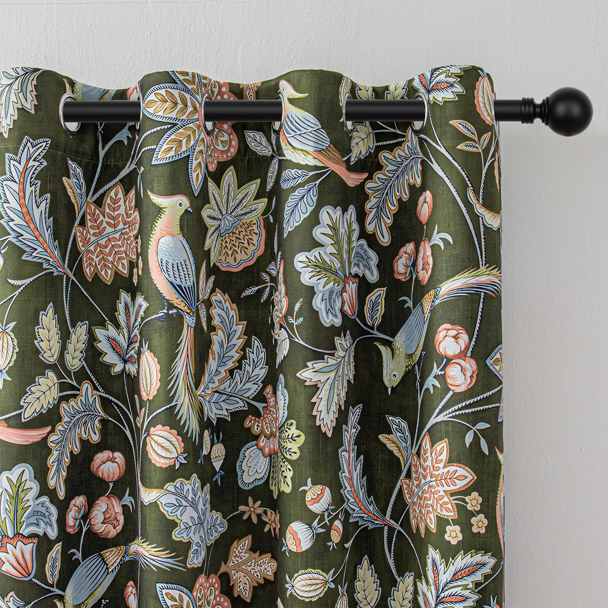 MYSKY HOME Floral Blackout Curtains 45 inch Length 2 Panels Yellow and Blue
