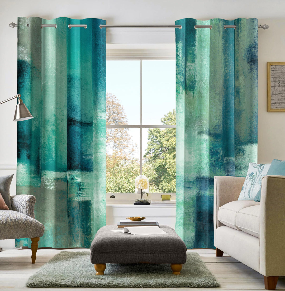 Asuexpect Burnt Orange Abstract Curtains for Kitchen, 26W x 36L, 2 Panels